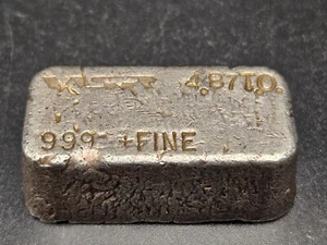 Vintage WSR (Western States Refining)  4.87 Ozt .999 Poured Silver Bar - Picture 1 of 7