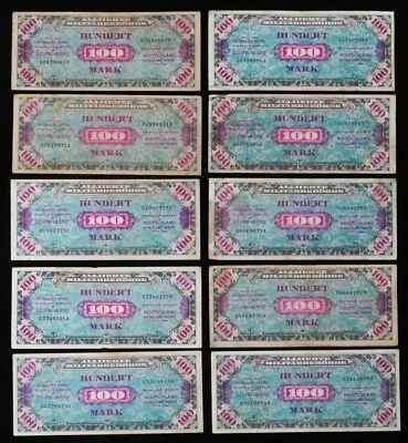 (10) 1944 ALLIED MILITARY DEUTSCHLAND OCCUPATION GERMAN 100 MARK P197 - Image 1 of 2