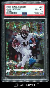 ALVIN KAMARA 2020 Donruss Elite Refractor GOLD /10 #82 SAINTS PSA 10 GEM MINT