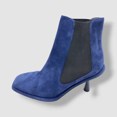 $1095 Pierre Hardy Para Mujer Azul Gamuza Tacón Chelsea Botas Zapatos Talla 40.5 Foto 1 de 4