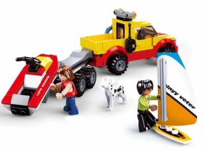 Bricks Sluban Surf Beach Patrol Boat Dog Car Scooter Toy Gift Children - Image 1 of 3