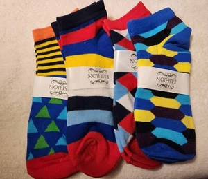 NEW Women's 4-pair Fashion Ankle Socks Vibrant Colors/Patterns - Picture 1 of 5