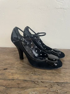 Moschino Cheap And Chic Black Suede & Patent Leather Ankle Strap Pump Sz 36.5 - Picture 1 of 22