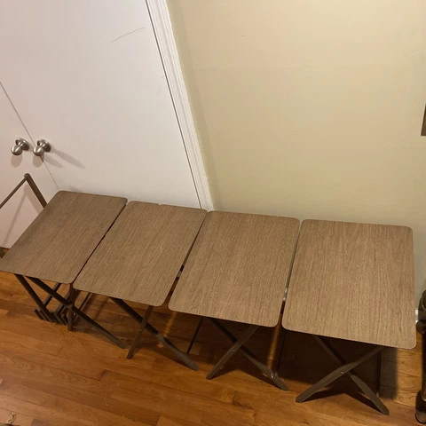 Vintage ARTEX  Buttlerette Folding TV Tray Snack Serving Tables w/ Stand Cover