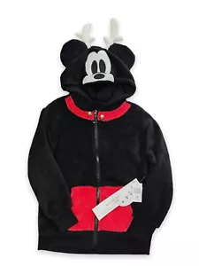 Disney Parks Mickey Mouse Christmas Hoodie w/Ears Full Zip Pockets Child Size S - Picture 1 of 7