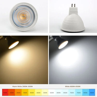Dimmable COB LED Spotlight 7W GU10 MR16 GU5.3 Light Bulbs 24 Degree White Lamps - Image 1 of 4
