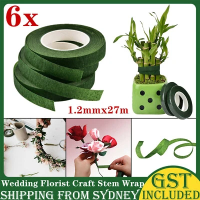 6 Rolls Wedding Florist Craft Stem  Wrap Eco Floral Paper Tape Waterproof 27m AU - image 1 of 4