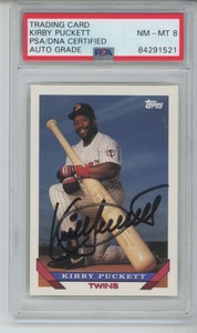 1993 Topps #200 Kirby Puckett Signed Autographed Card PSA/DNA Twins Dec HOF Auto - Picture 1 of 2