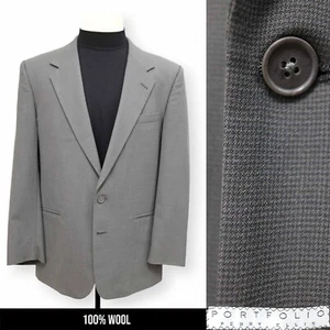 PERRY ELLIS mens solid gray 100% VIRGIN WOOL sport coat suit jacket blazer 42 R - Picture 1 of 15
