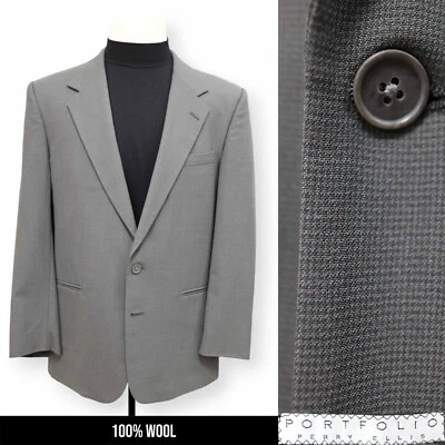 PERRY ELLIS mens solid gray 100% VIRGIN WOOL sport coat suit jacket blazer 42 R - Image 1 of 4