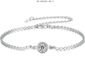 0.5CT Bezel Moissanite Adjustable S Twisted Wrist Chain Bracelet 925 For Women - Picture 1 of 13