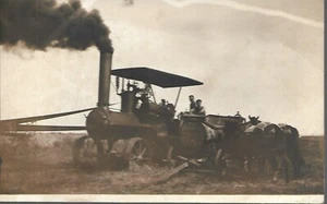 Dampftraktor auf Iowa Farm - um 1910 RPPC Echtfoto Postkarte - UNBENUTZT - Bild 1 von 2