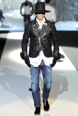 100% auth. RUNWAY DSQUARED ROUGH PIONEER "TRUE GRIT" BIKER JACKET - Image 1 of 4