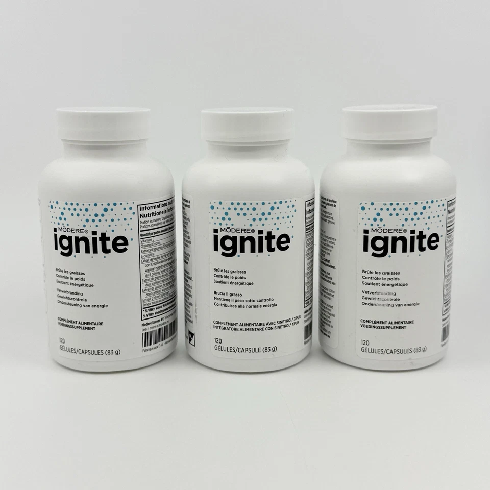 MODERE Ignite (BURN) 3 УПАКОВКИ Метаболизм Тяга Сжигает Больше Калорий Европейская Этикетка - Изображение 1 из 3