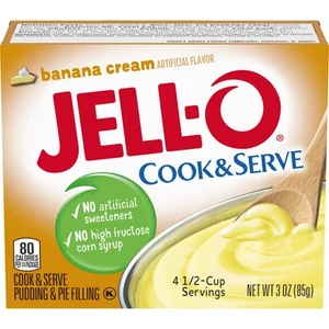 JELL-O Banana Cream Cook & Serve Pudding & Pie Filling (3 oz Boxes, Pack of 24) - Picture 1 of 4