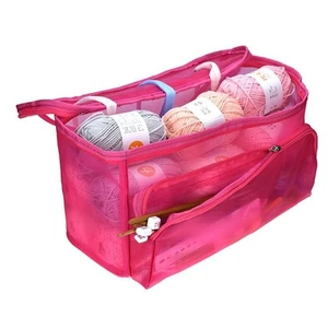 Tote Bag Storage Mesh Knitting Tool Yarn Organizer Rosy - Picture 1 of 6
