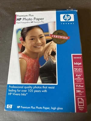 HP Premium Plus Photo Paper - Inkjet, 4x6, High Gloss, 100 Sheets - New in Box - Image 1 of 2