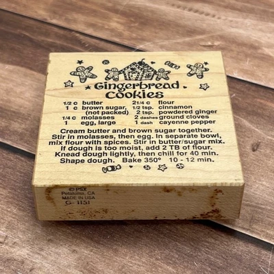 RARO PSX G1151 GALLETA DE JENGIBRE RECETA MADERA MONTADO SELLO DE GOMA NAVIDAD Foto 1 de 3