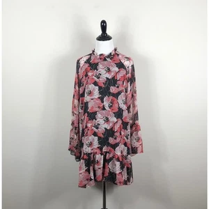 Vestido Misa Los Angeles Blythe Floral Rosa Negro Gasa Hasta la Rodilla Talla XS NUEVO CON ETIQUETAS - Imagen 1 de 3