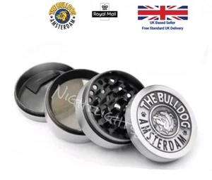 The Bulldog 40mm Embossed Metal 4 Part Tobacco / Herb Grinder, Free P&P - Picture 1 of 3