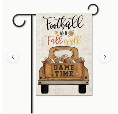 Fútbol Otoño Jardín Bandera, Fútbol Camión Patio Bandera, Tiempo de Juego, 12X18" Foto 1 de 4