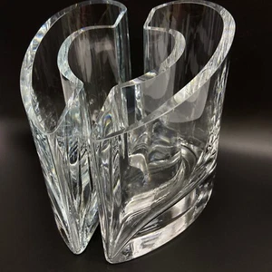 2 Pc Vintage Locking Hearts Vases KROSNO GLASS Poland Valentines - Picture 1 of 12