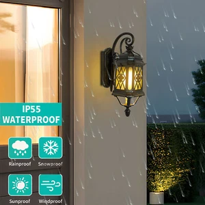 Retro Porch LED Sconce Light Waterproof Outdoor Exterior Wall Lamp Wall Fixture - Picture 1 of 16
