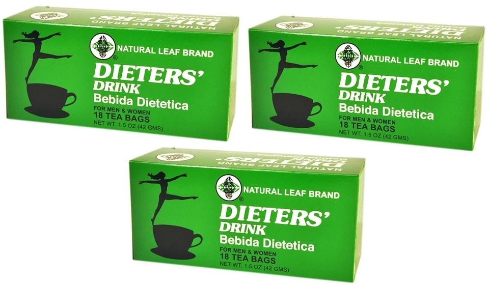 3 盒天然叶子品牌节食者茶 1.5 盎司 (18 茶包) — 第 1/2 张图片