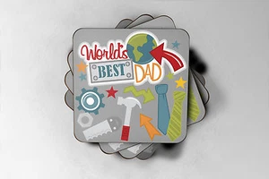 Dad Fathers Day Birthday Gift World's Greatest Dad Coaster - Great Gift Idea - Picture 1 of 1
