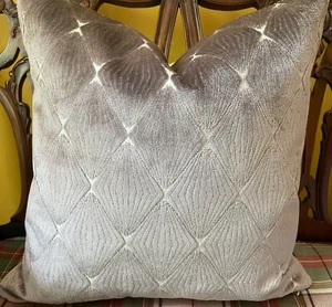 Kravet Design 35735.11 Grey Diamond Cut Velvet Custom Pillow Cover Elephant Grey - Picture 1 of 10
