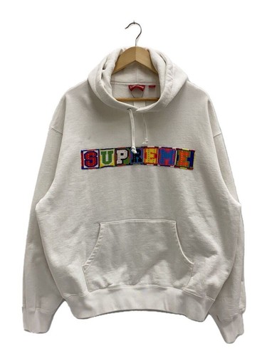 Felpa Supreme con cappuccio L cotone bianco tinta unita usata