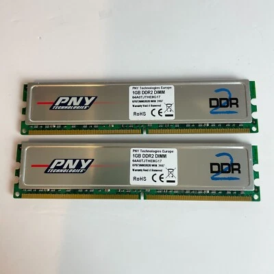 PNY 2X DDR2 1GB DIMM RAM Memory - Image 1 of 3