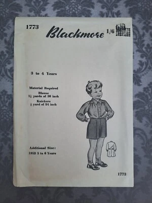 50s Blackmore Paper Sewing Dress Pattern Boys Shorts Shirt   3 - 4 yrs   - Image 1 of 2