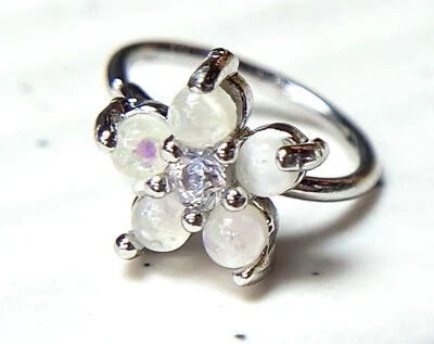  Anillo de aro de flor brillante ópalo nariz/cartílago torre Daith hélice tragus 1 pieza  Foto 1 de 4