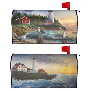 Sunset Lighthouse Summer Magnetic Mailbox Cover Standard Post Letter Box Wraps - Picture 1 of 24