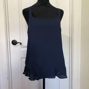 Three Eighty Two Damen Top M blau ärmellos Chiffon eckiger Ausschnitt Lagenlook Neu mit Etikett - Bild 1 von 8