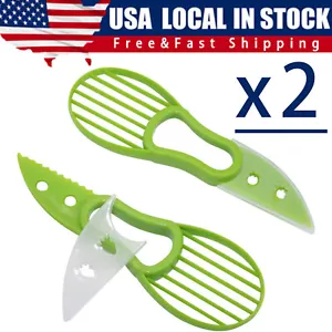 2pcs Avocado Cutter Slicer Kitchen Tool Fruit Peeler Separator Green Corer Knife - Picture 1 of 11