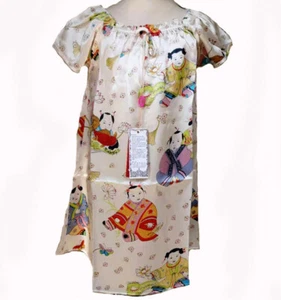 Childrens Girls Kids 100% Pure Print Silk Sleepwear Chemise Nightgown 4~5A - Picture 1 of 6