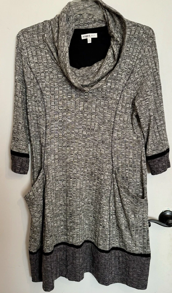 Signature Robbie Bee women's Gray And Black cowl sweater dress plus XL - Image 1 of 4