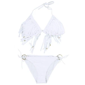 Conjunto de 2 piezas de bikini con flecos sexy para mujer Simplicity, 1914_blanco M - Imagen 1 de 3