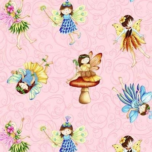 BTHY Fairies of the Earth Pink Cotton Fabric 8071 By The Half Yard - Picture 1 of 2