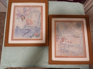 Vintage Homco gerahmtes Set signierter Gloria Eriksen Druck - Bild 1 von 5