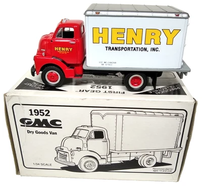 GMC Henry Transportation 1952 furgoneta de mercancías secas First Gear 1:34 fundido a presión nuevo en stock 19-1149 Foto 1 de 4