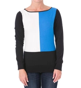 Lauren Ralph Lauren Damen Colorblock Seidenmischung Pullover Blau Schwarz Größe L - Bild 1 von 7
