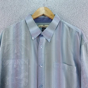 Tommy Bahama Men's XL 100% Silk Button Down Shirt Long Sleeve Palm Stripe - Picture 1 of 6
