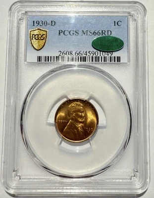 1930 D Lincoln Wheat Cent 1¢ PCGS MS66 RED ✳️CAC✳️🧨BLAZING RED COLOR🧨 - Image 1 of 2