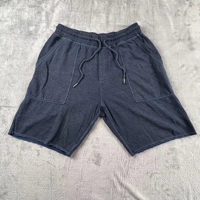 Pantalones Cortos Gramicci Para Hombre Medianos Azul Terry Dobladillo Crudo Cordón Bolsillos Salón Tejido Foto 1 de 4