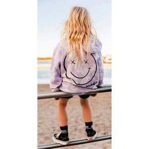 Beau Hudson Kids Happy Hoodie Size 5 Purple Tie Die New Smile Long Sleeve Cotton - Picture 1 of 10