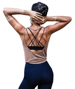Womens Summer Workout Tops Sexy Backless Yoga Shirts Open Back Activewear Run... - Picture 1 of 4