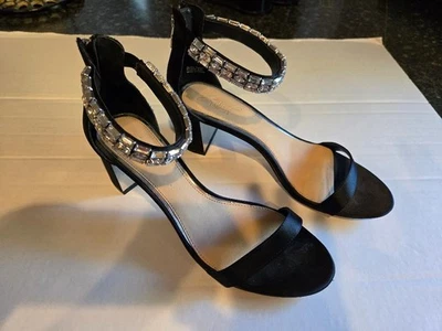 Jewel Badgley Mischka Size 8.5 Mayra Ankle Strap Evening Shoe Black - Image 1 of 4